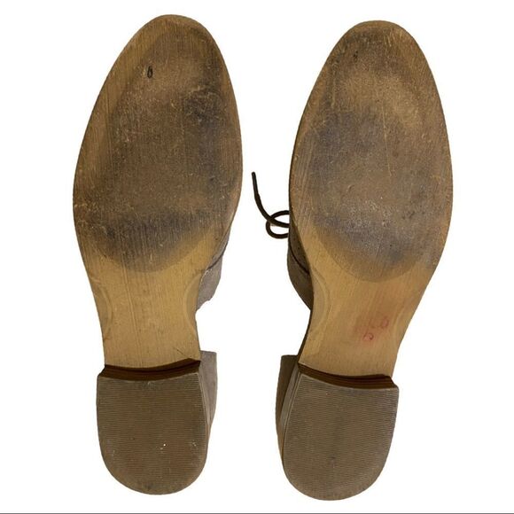 Indigo Rd. Tan Perforated Dark Academia Lace Up Oxford Sandals - Picture 7 of 9